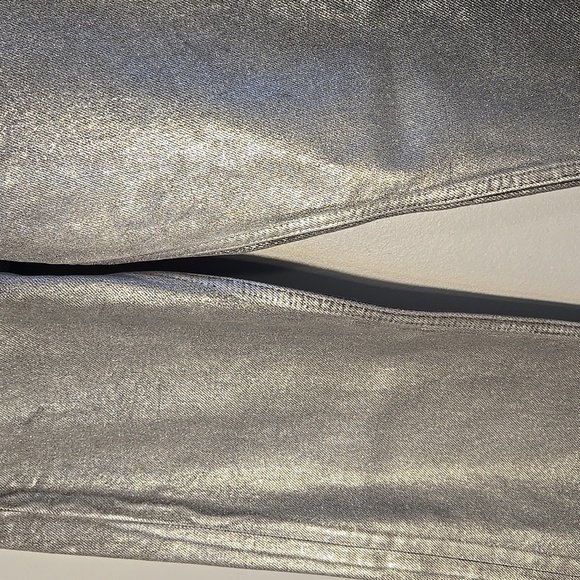 Zara Silver Metallic Mid-Rise Full Length Wide Leg Pants Size 0 - Picture 6 of 16